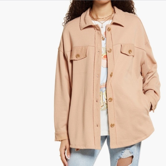 BP Oversized Shacket Shirt Jacket Tan Nougat L - Picture 3 of 14